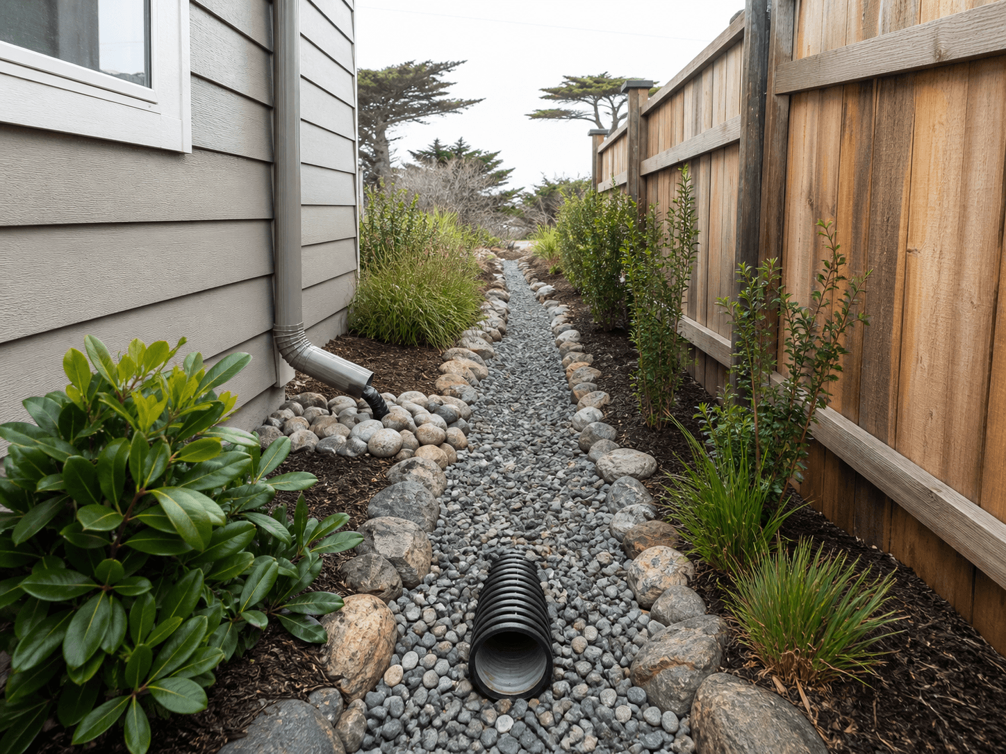 Example of residential yard drainage and grading work